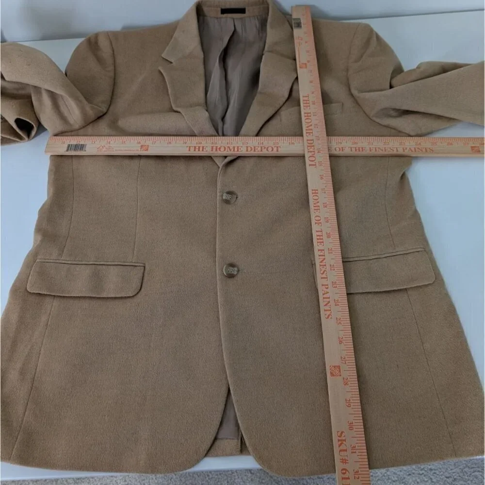 T Harris Camel Hair Blazer Mens Size 44R Tan Business 2 Button Sport Coat Jacket